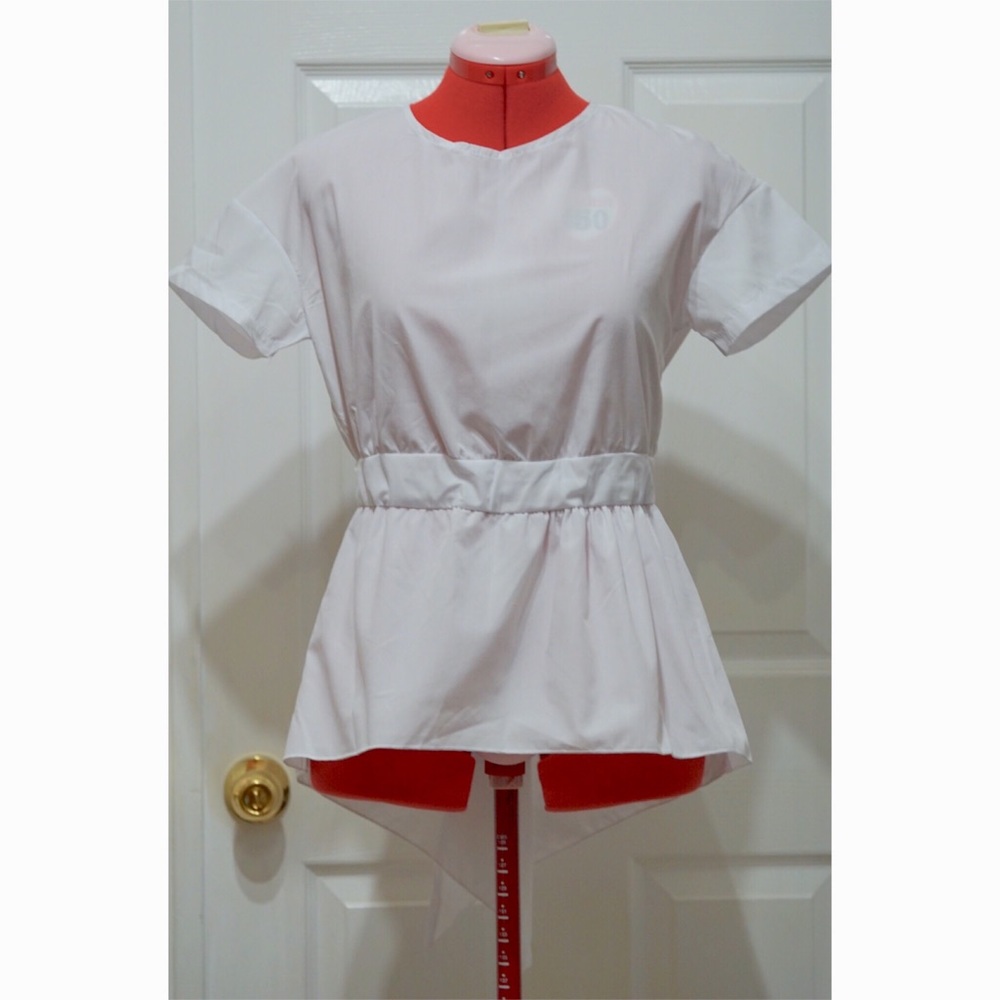 Short-Sleeve Split-Back Blouse